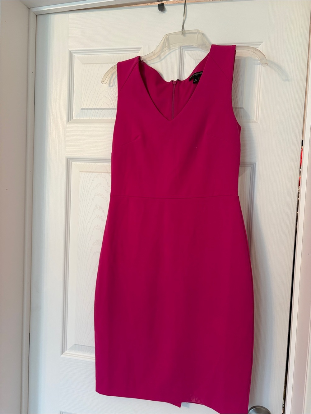Hot Pink V-Neck Sheath Dress